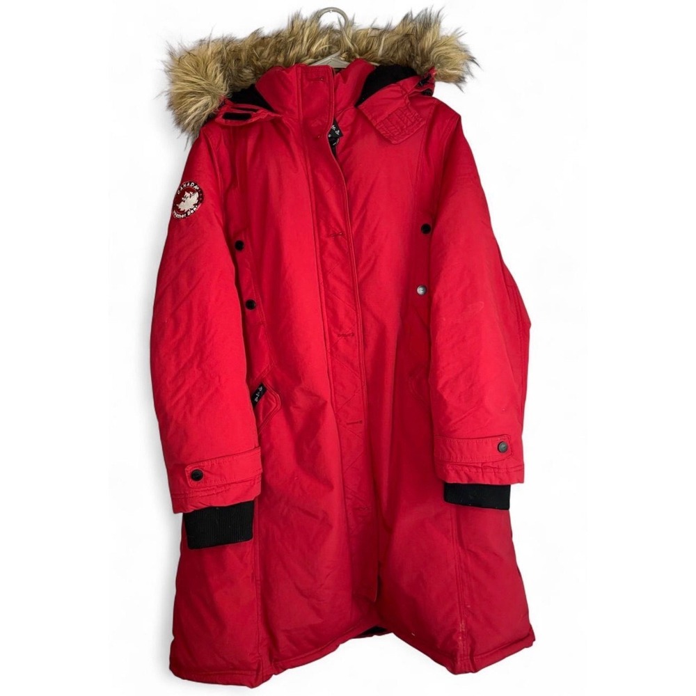 Canada Weather Gear Womens Red Long Parka Faux Fur Hood Jacket 2X